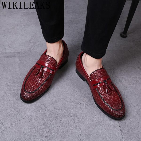

dress shoes party for men loafers mens formal business oxford leather costume homme mariage sapato de couro masculino, Black