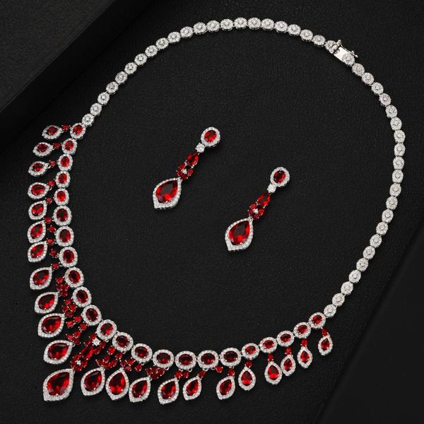 

wedding jewelry sets godki gorgeous clear cz luxury necklace earrings set for women bijoux delicate shiny party, Slivery;golden