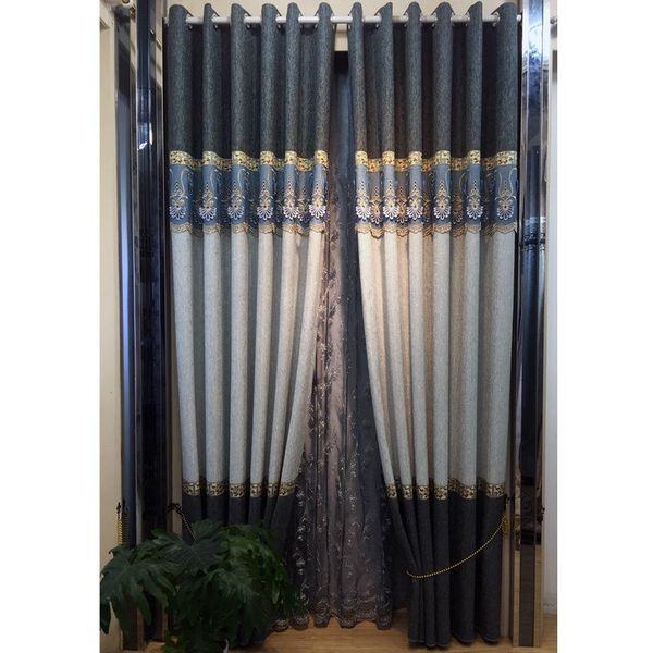

curtain & drapes modern simple european style blackout cotton linen curtains for living room bedroom embossed embroidered stitching tulle