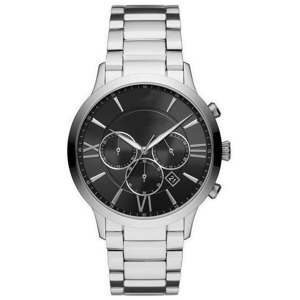 

men's three eyes analog black dial quartz movement stainless steel strap watch 11208 11209, Slivery;brown