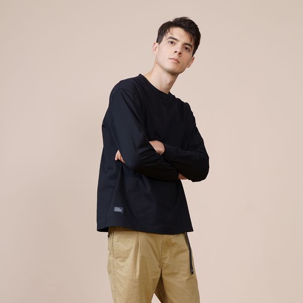 

2021 spring new loose style t-shirt men 100% cotton 250g thick long sleeve basic casual drop shoulder pullovers ss04, White