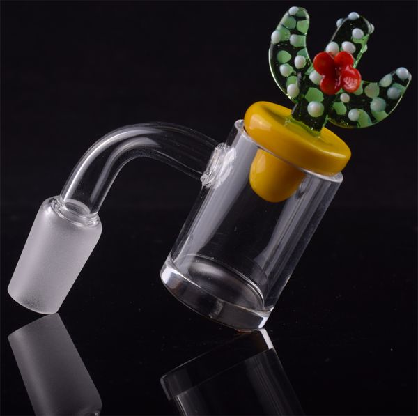 Acessórios para fumar Cacto Pato UFO Carb Cap Sólido Vidro colorido Amarelo Abóbada com 25mm OD de quartzo Banger Nail para Bongos de Tubulação de Água