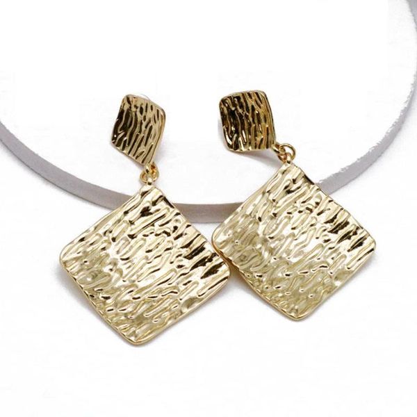 

clip-on & screw back geometric hammered alloy punk style earring, Silver