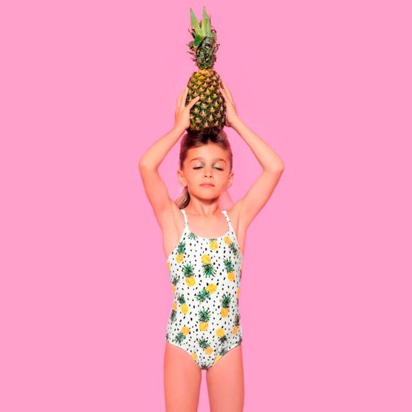 

baby girls kawaii pineapple swimsuit 2021 summer one piece ruffles swimwear children bathing suit takini bebek beach swim dress, Black