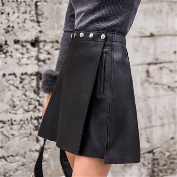 

2021 genuine new fashion royal sheep leather skirt j32 odxq, Black