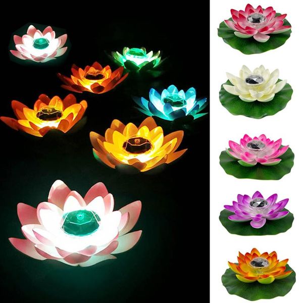 

solar lamps 2pcs/set outdoor lotus light pool floating flower powered lights fountain wish lanterns night