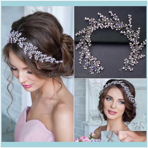 

jewelrytrendy purple crystal pearl headband tiara handmade hairband bridal headpiece wedding hair aessories womens jewelry drop delivery 202, Slivery;golden