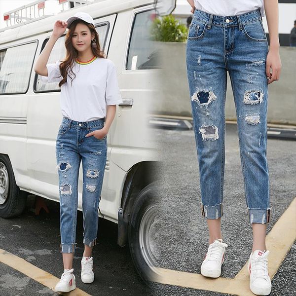 

wholesale spring summer autumn womens jeans selling fashion casual denim pants bw72, Blue