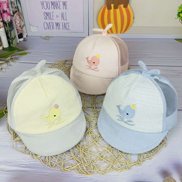 

baby hat summer sun visor cap boys and girls cute net breathable baseball children, Yellow