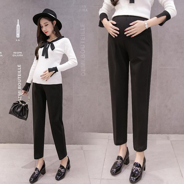 

maternity bottoms 2021 pants trousers for pregnant women wear easy casual pregnancy clothes overalls ninth, White