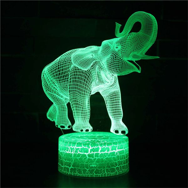 Mais novo 3D LED animal elefante noite luz criativa jantar mesa de cabeceira lâmpada romântica lanterna crianças decoração de casa presente