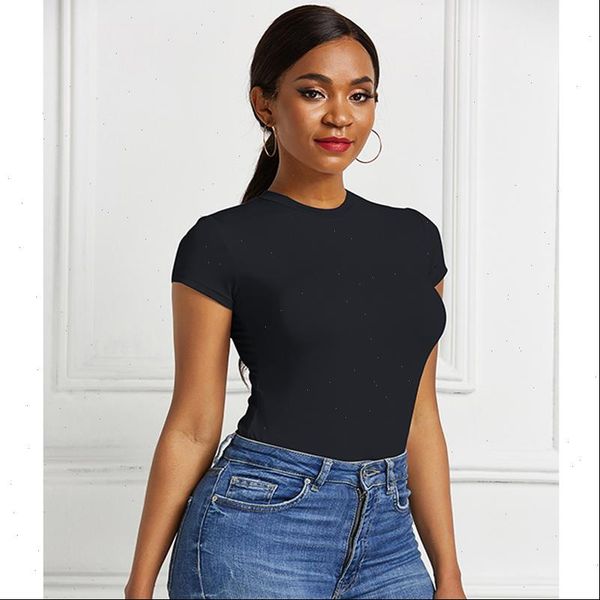 

women bodysuit short sleeve romper summer solid jumpsuits casual basic o neck bottoming shirt bodycon ladies body bodysuits, Black;white