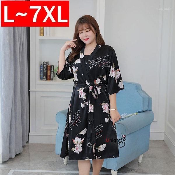 

plus size women's nightgown lace silk satin sleepwear robes nightgowns women bath gown 5xl 6xl 7xl, Black;red