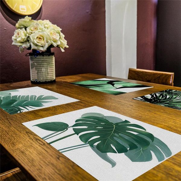 

mats & pads creative placemat green plant dining table mat disc bowl pad coasters waterproof cloth slip-resistant