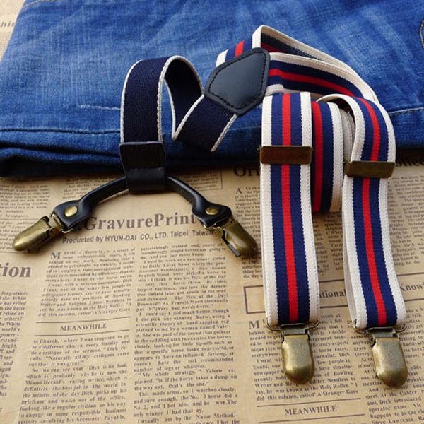 

stripes braces suspenders vintage clip on adjustable braces heavy duty y back suspenders metal clip on unisex, Black;white