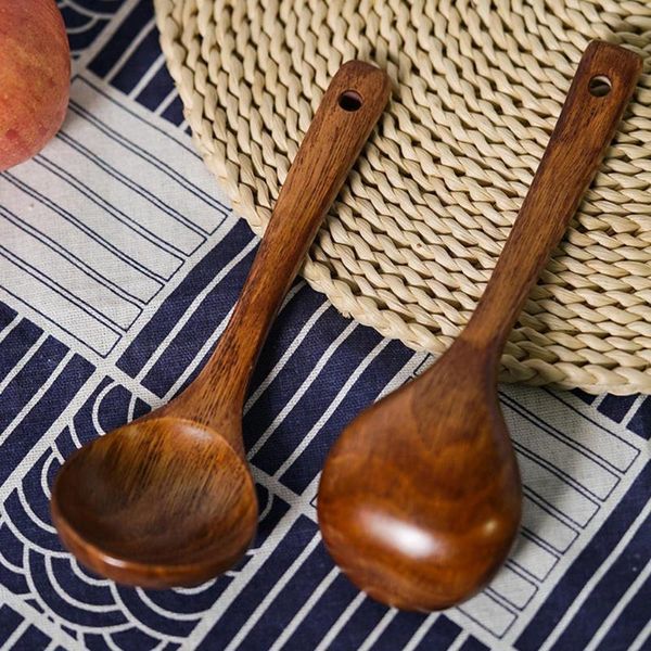 

spoons kitchen long handle wooden spoon dessert rice soup accessories gadgets home teaspoon cook o4r9