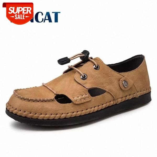 

2020 new gladiator sandals summer handmade beach men's sandals fashion outdoor sneakers breathable driving shoes #hl5k, Black