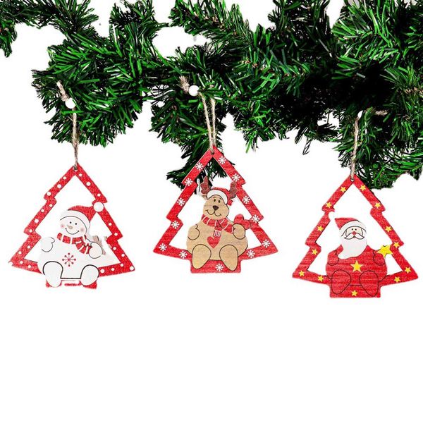 

new 2022 wooden creative santa snowman elk christmas tree pendant decoration