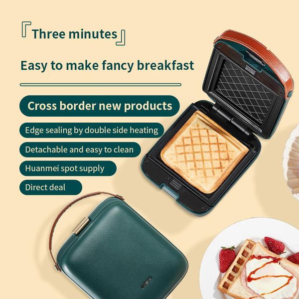 

bread makers electric sandwich maker breakfast machine 3 mins fast waffle toaster baking tools with non stick pan kitchen