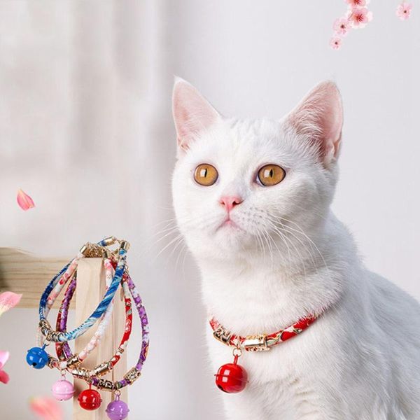 

cat collars & leads pet dog collar with bell japanese-style adjustable outdoor travel po decoration accessories product