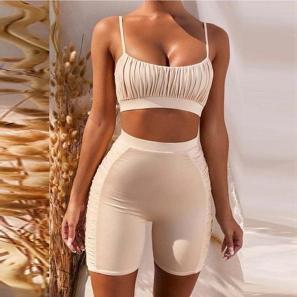 

women's tracksuits tracksuit women 2 piece sets womens outfits fitness camisole crop biker shorts solid summer fashion sportwear outfit, Gray