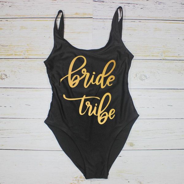 

one piece swimsuit bride tribe front&back both print bathing suit swim wear