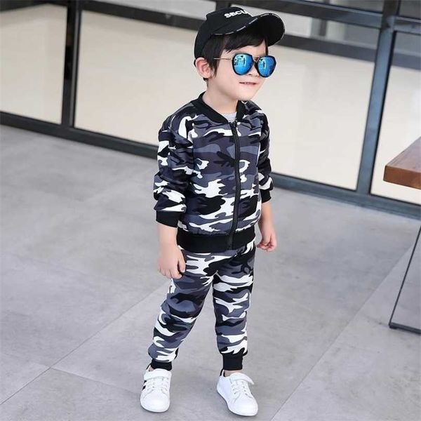 Frühling Herbst Jungen Mädchen Camouflage Trainingsanzug Kleidung Set Kinder Strickjacke Hosen Sport Anzug Kinder Verkleidung Kleidung Sets 211025