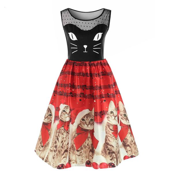

christmas printed cat s, Black;gray