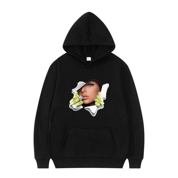 

men's hoodies & sweatshirts 2021 style daily wear eva queen printed oversized fashion clothes long -sleeves hoodie trip streetwear, Black