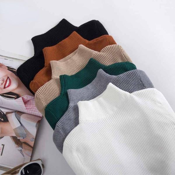 

women's sweaters 2021 autumn winter turtleneck long sleeve sweater knitted slim women casual pullovers pull female, White;black