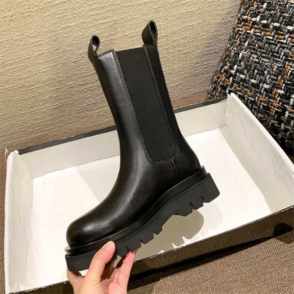 

boots snow women's high-quality winter high-knight thick-soled mid-tube, Black