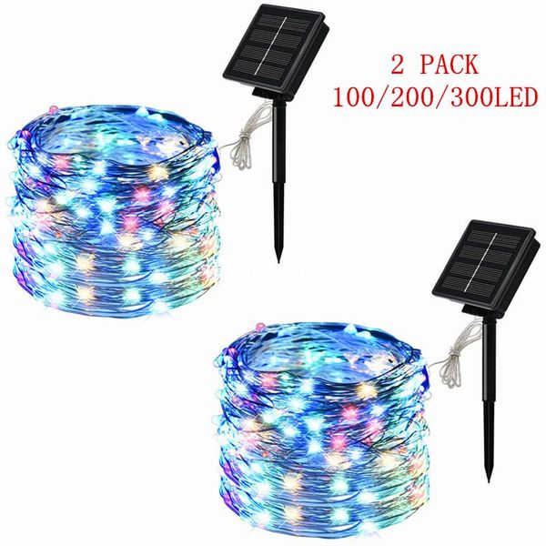 

strings led outdoor solar lamp string lights 100/200 leds fairy holiday christmas party garland garden waterproof 20m 30m decor