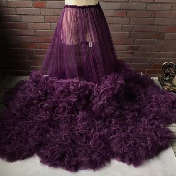 

skirts arrival chic floral ruffled tulle skirt sheer see through formal event party prom custom made, Black
