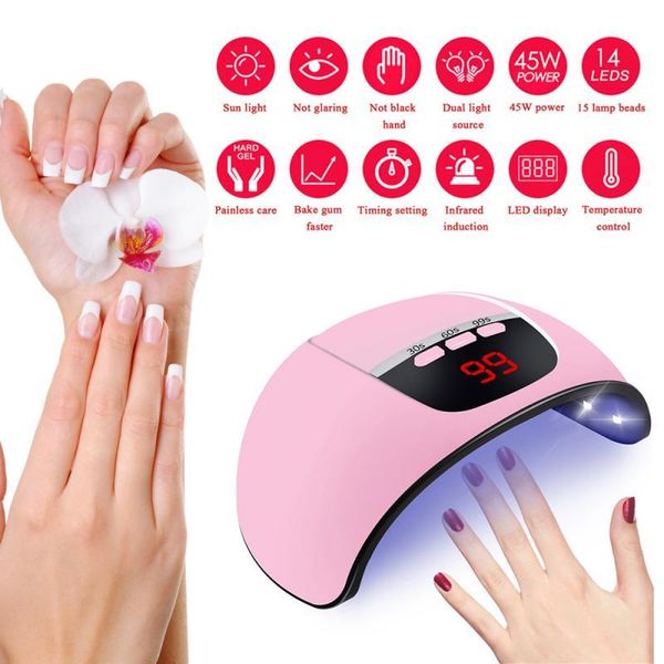 

nail dryers 45w professional dryer uv gel lamp led light polish 4 timers shape salon tool