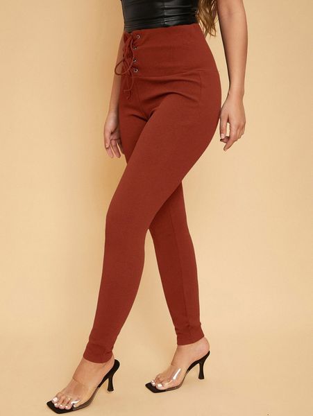 

lace up fly skinny pants i2ma#, Black;white