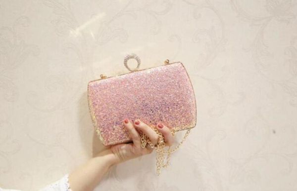 

2022 new fashion pink sequined scrub clutch women's evening bags clutches gold wedding purse female handbag 06