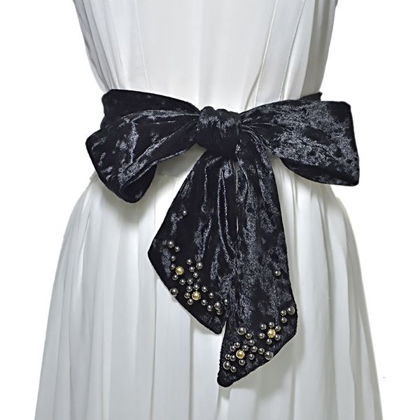 

women's fashion versatile velvet decorative waistband women's new coat decorative skirt belt, Black;brown