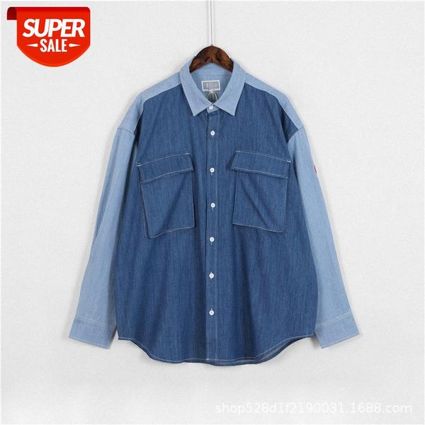 

double color nitrate wash denim shirt #nu8j, White;black