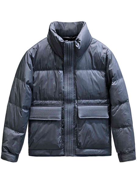 

men 2021 winter fashion light thin down men's stand collar casual parka coats short ets male slim overcoats w305, Black
