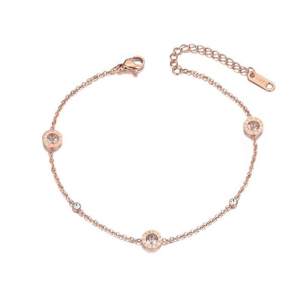 

anklets trendy rose gold love roman numeral for women titanium steel foot link chain anklet female jewelry a19022, Red;blue
