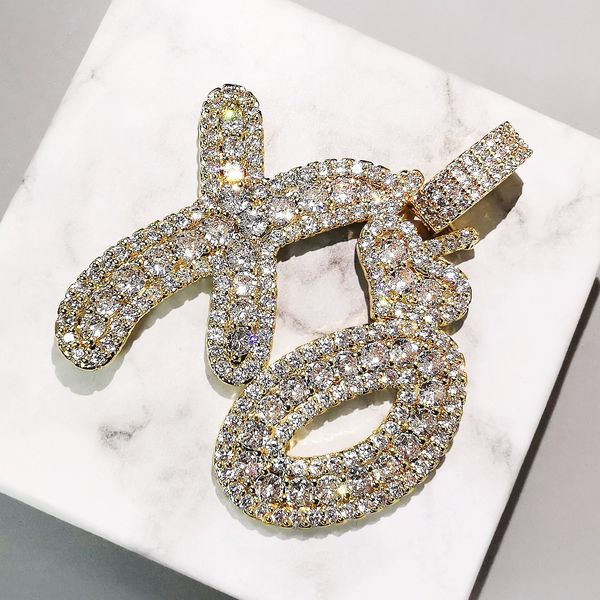 

bling letters pendant necklace aaa zircon heart xo celebrity style mens necklace fashion rap hip hop jewelry, Silver