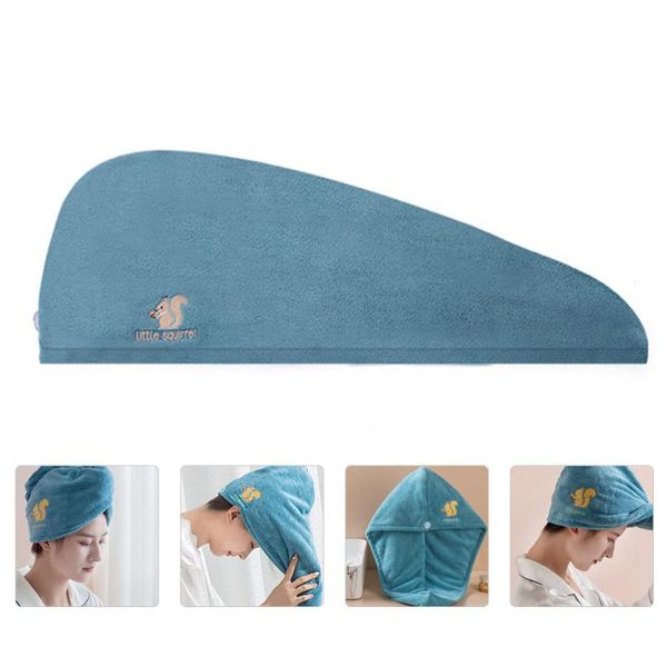 

thickened shower cap headcloth soft coral fleece drying hair (blue) caps