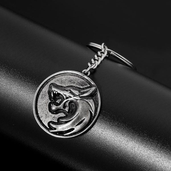 

keychains testa di lupo della collana selvatica caccia guidata catena chiave per gli uomini le donne accessorio dei, Silver