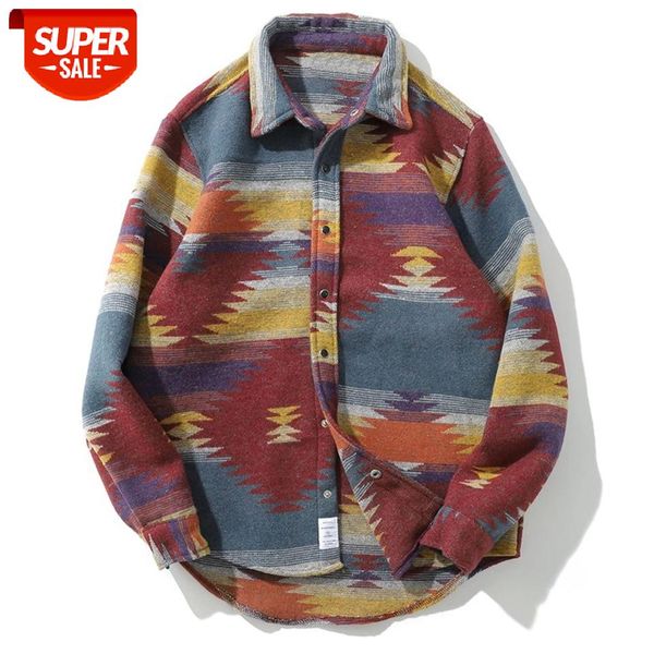 

Long Sleeve Shirt Streetwear Dress Shirt Coats Men Hip Hop Tie Dye Knitted Snap Button Shirts Autumn Vintage Cotton Tops #Oo2y, White;black