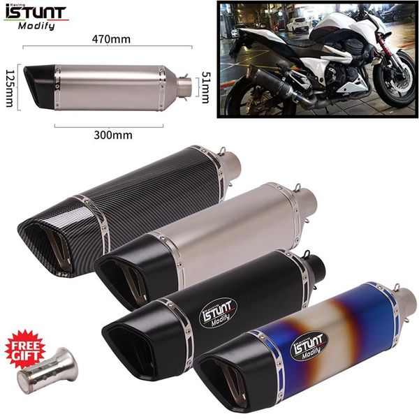 

motorcycle exhaust system 470mm muffler tip tubes for 38-51mm tail pipe removable db killer escape scooter
