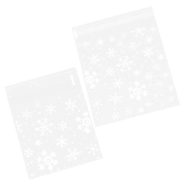 

300pcs christmas white snowflake cookie bags candy pouch self-adhesive packaging bag