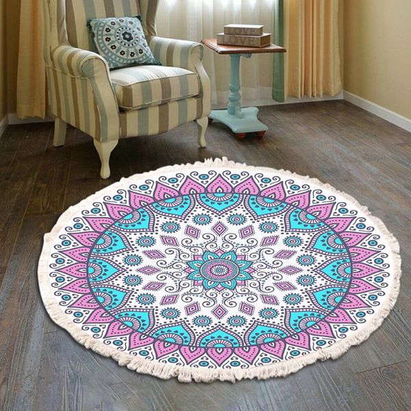 

carpets bohemian round carpet yoga mat nordic floor for living room bedroom anti-slip doormat tassels area rugs cotton
