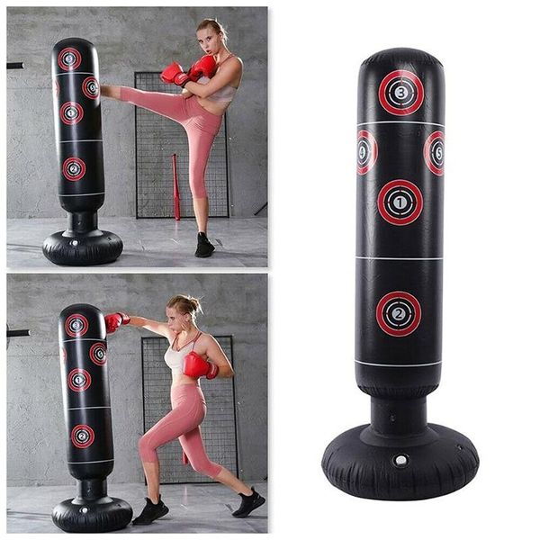 

1.6m inflatable stress punching tower bag boxing standing water base training pressure relief bounce back sandbag with pump new