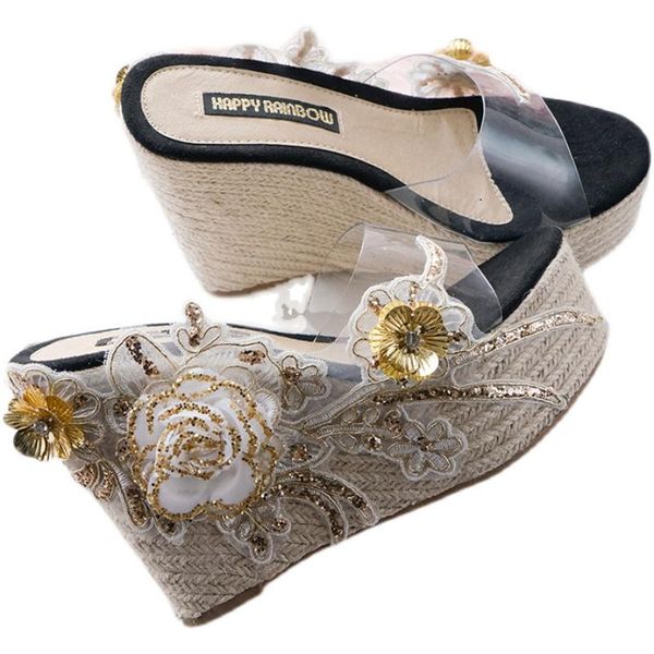 

new 12cm wedges heel platform transparent fish mouth women sandals, Black