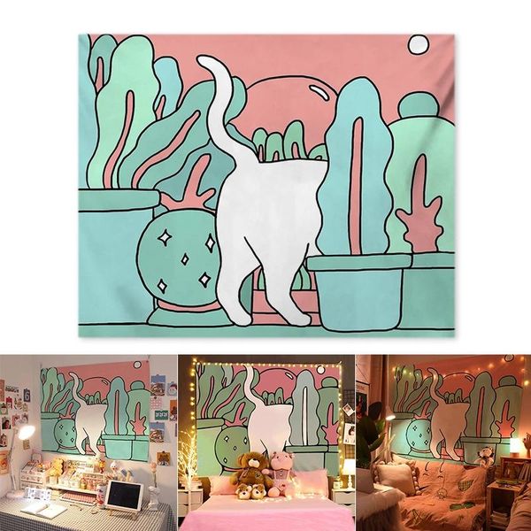 

tapestries cartoon tapestry cat wall chambre fille creative picnic blanket for living room christmas decoration